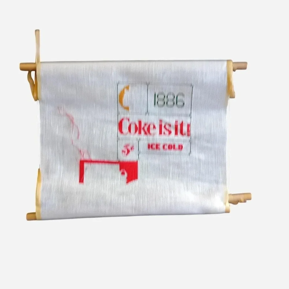Original Coke Needle Point Tapestry Left Unfinished: Needle Is Still Attached